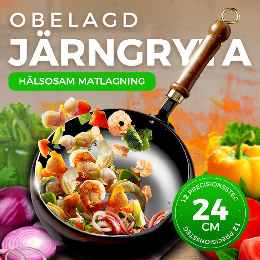 🍳🔥 Ubelagt jernpande – jo mere du bruger den, desto bedre bliver den som non-stick – uden kemikalier, uden belægning, der skaller af 🍳