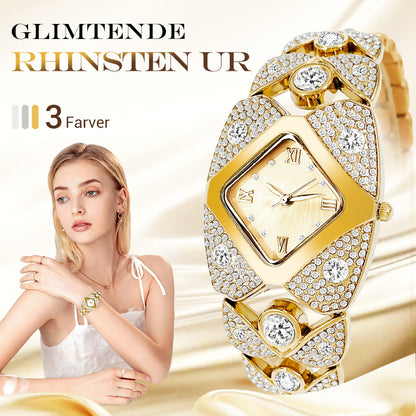 💜SIDSTE DAGS TILBUD - 50% RABAT💜Retrokvartsur med funklende rhinsten⌚