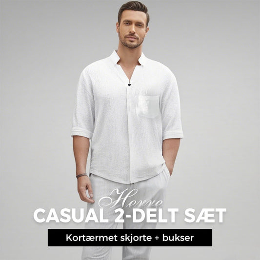 Trendy bomuldslinnedtop og bukser i to dele til mænd🎉BIG SALE