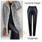 ✨Höstens bästsäljande set 💖Dam leopardmönstrad mellanlång jacka och läderleggings
