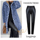 ✨Höstens bästsäljande set 💖Dam leopardmönstrad mellanlång jacka och läderleggings