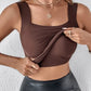 U Neck Thermal Tank Tops för kvinnor med inbyggd behå