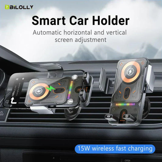 🚗65% RABATT NU! 📱 2-i-1-telefonhållare och trådlös laddare för bilen – 360° rotation, starkt grepp och snabb laddning 🔋