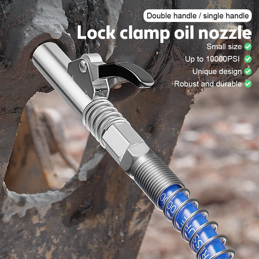 🔩 KÖP 2 FÅ 3! ✨ Smörjkoppling med Fjäderflexslang - 360° Svängbar Universalkoppling för Tunga Industrier och Fordonsunderhåll 🚗⚙️