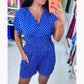 🔥Sidste Dags Udsalg 49%🔥Polkaprikket Jumpsuit med V-Udskæring og Shorts i ét Stykke