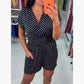 🔥Sidste Dags Udsalg 49%🔥Polkaprikket Jumpsuit med V-Udskæring og Shorts i ét Stykke