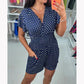 🔥Sidste Dags Udsalg 49%🔥Polkaprikket Jumpsuit med V-Udskæring og Shorts i ét Stykke
