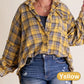 💥54% rabatt under en begränsad tid💕Raw Edge Washed Plus Size skjortjacka med fickor för kvinnor