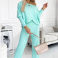 🌷Sidste Dags Tilbud 49% Rabat✨Ensfarvet Drop Shoulder-Pullover og Løstsiddende Buksesæt til Kvinder