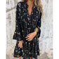 🔥🖤Black Friday Udsalg -50% Rabat🔥Komfortabel V-Hals Midikjole med Geometrisk Print til Kvinder