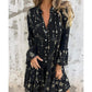 🔥🖤Black Friday Udsalg -50% Rabat🔥Komfortabel V-Hals Midikjole med Geometrisk Print til Kvinder