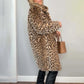 ✨Höstens bästsäljande set 💖Dam leopardmönstrad mellanlång jacka och läderleggings