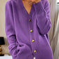 🌸 Kvinders casual vinter fladt garn uldgarn knap Cardigan