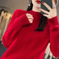 Halvhöghalsad stickad pullover för kvinnor