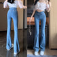 Højtaljede, elastiske micro flared jeans