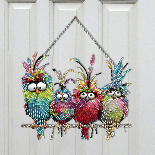 Diamond Art Hanging Kit - specialformet 5D Rhinestone vinduesornament - gave til fugleelskere