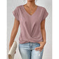 🌸Forårstilbud💐Afslappet Kortærmet Elegant V-Hals Twist-Tee