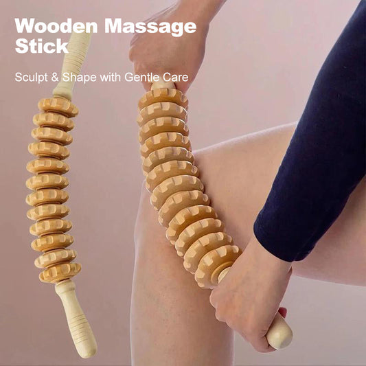 💥12 Rullar, böjd massagestav i trä