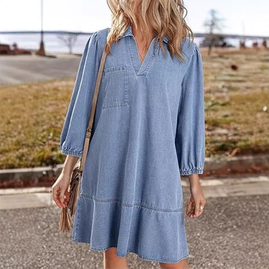 🎉Denne uges specialudsalg - 50% rabat✨Afslappet denimkjole til kvinder
