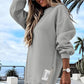 Afslappet Langærmet Pullover Sweatshirt Kjole med Lynlåsslids