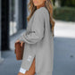 Afslappet Langærmet Pullover Sweatshirt Kjole med Lynlåsslids