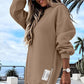 Afslappet Langærmet Pullover Sweatshirt Kjole med Lynlåsslids