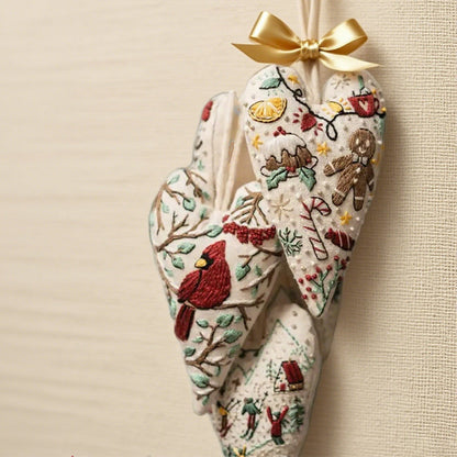 Hjerteformet håndbroderet julesæt