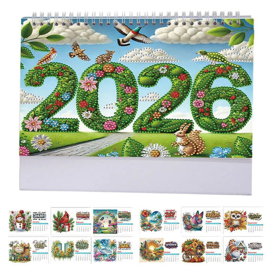 2026 Stående Bordskalender med DIY Diamantmålning