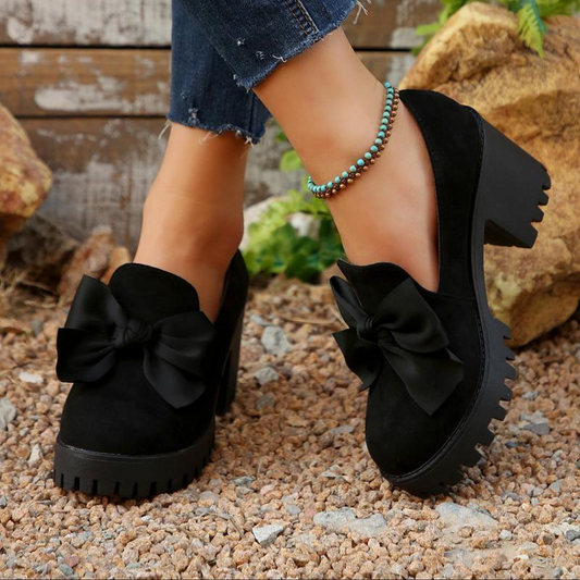 Damloafers med Rosett och Blockklack