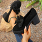 Damloafers med Rosett och Blockklack