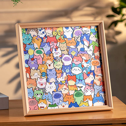 Gør-det-selv Træ Fotoramme – Malbar Kattepuslespil