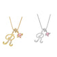 Initial Letter Necklace with Pink Heart Charm