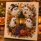 🎃 50 % RABAT NU! Halloween-DIY-sæt med spøgelsesmotiv og perler – komplet sæt med lærred, perler og lim – skab en magisk efterårsdekoration 👻✨