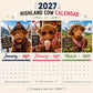 🐮2027 Highlandko vægkalender – Sjov A4-kalender til hjemmet | Designet af Isabel Kline🎨📆