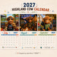 🐮2027 Highlandko vægkalender – Sjov A4-kalender til hjemmet | Designet af Isabel Kline🎨📆