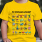 🔥🎁Nyt: 50 % RABAT🔥Børne-T-shirt med dinosaur- og alfabet-tryk